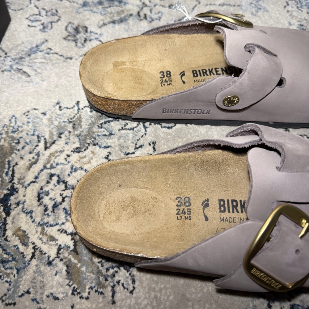 Birkenstock Boston Big Buckle Nubuck Leather Faded Purple - Picture 4 of 8